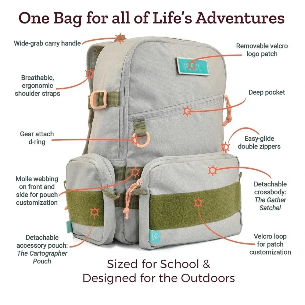 PIRIC Atlas 16 Kids Backpack Modular Salmon The Cuteacious Period W/ Patches NEW